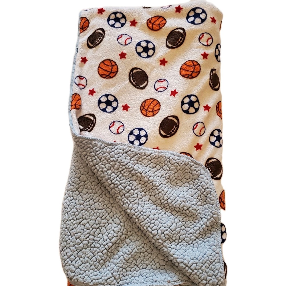 Carters Baby Sherpa Sports Ball Blanket Soccer Basketball Baseball Football